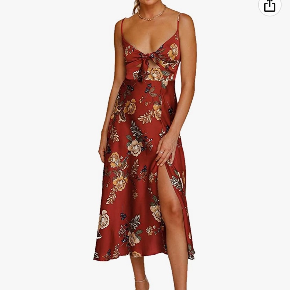 Satin Floral Midi Dress